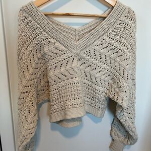 White House Black Market Cream V-Neck Sweater